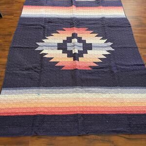 Pendleton Quilted Coverlet Twin Size Navy Sunset Canyon Southwest Aztec 66"x88"